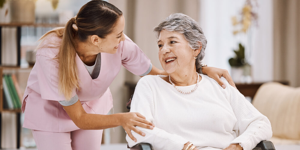 A support worker spending time with a client at home